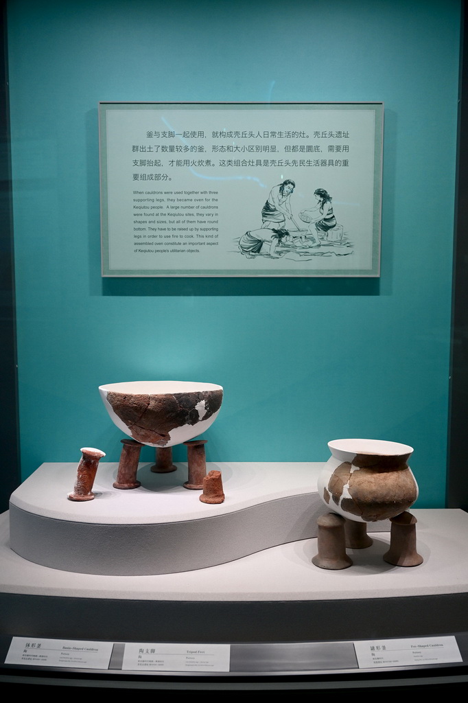 這是中國考古博物館殼丘頭分館的展品陳列（4月8日攝）。