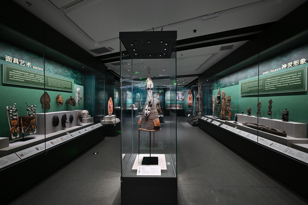 這是中國考古博物館殼丘頭分館的展品陳列（4月8日攝）。