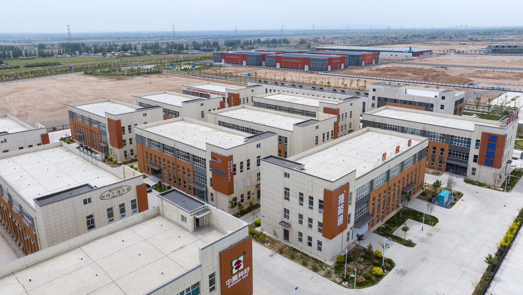 位于寧夏銀川市永寧縣的閩寧產(chǎn)業(yè)園（2025年6月1日攝，無(wú)人機(jī)照片）。新華社記者 楊植森 攝